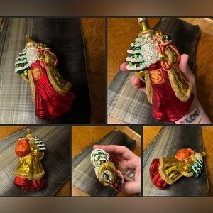 Polish Glass Slavic Santa Santa Fe Christmas Ornament Huge Polish Santa Ornament